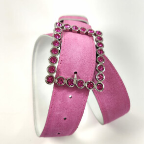 Ceinture reversible femme Daim rose / Blanc nuancé